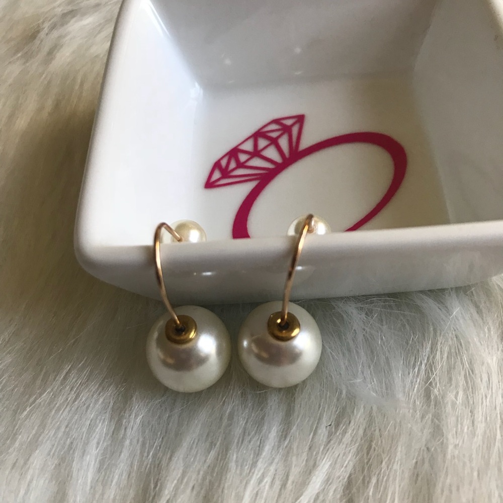 Double Sided Faux Pearl Hanging Earrings